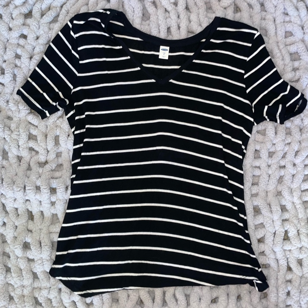 Black and white striped luxe shirt